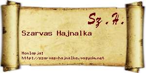 Szarvas Hajnalka névjegykártya